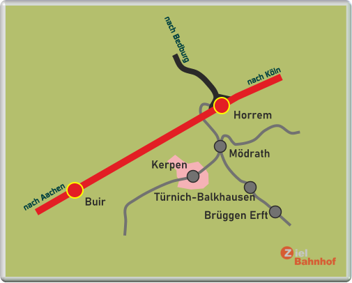Buir Horrem Kerpen Mödrath nach Aachen nach Köln nach Bedburg Türnich-Balkhausen Brüggen Erft